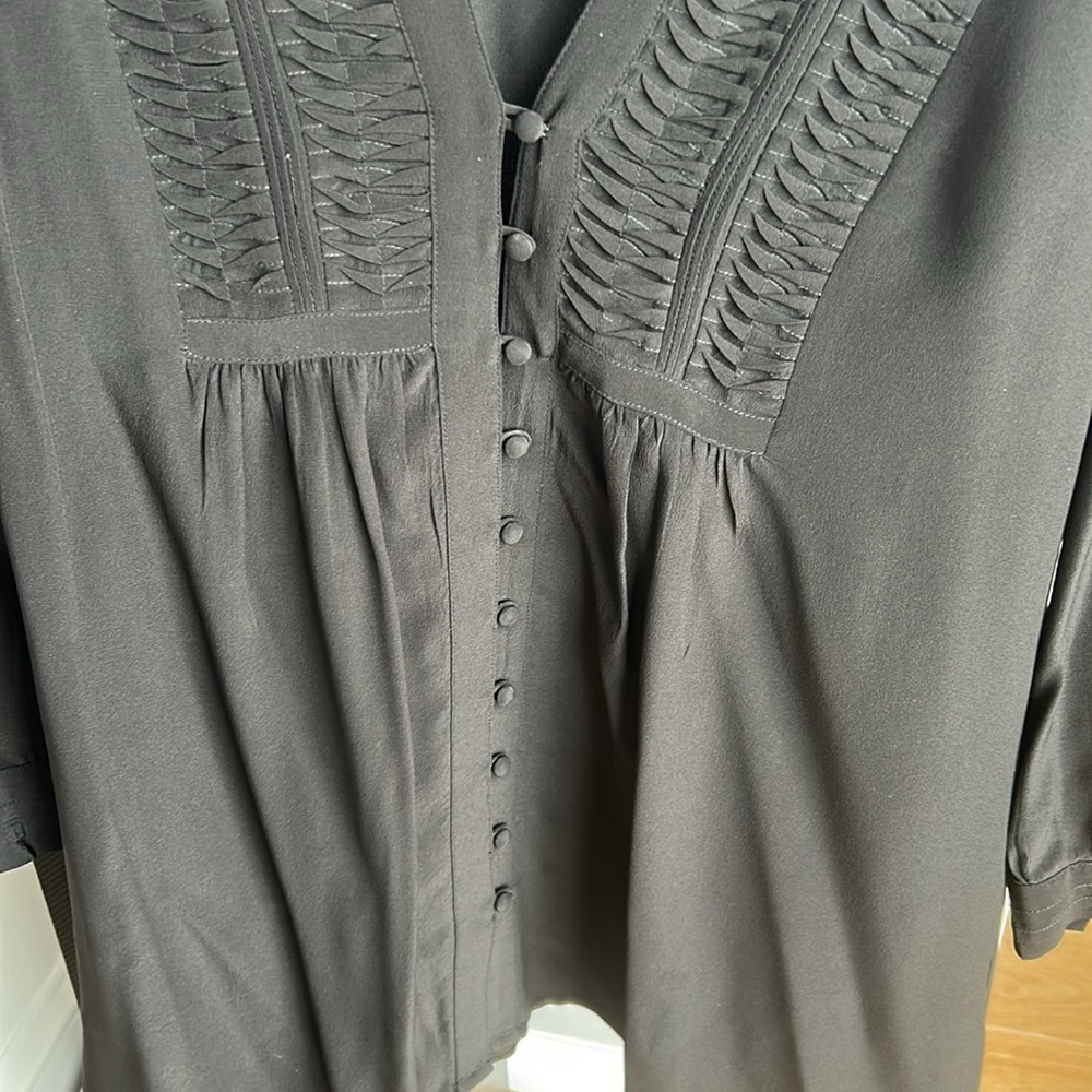 JOIE Black Silk Three Quarter Length Sleeve Shirt - Picture 3 of 8